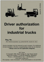 Fahrausweis Flurförderzeuge Englisch -Driver authorization for industrial trucks - Resch-Verlag und Bernd Zimmermann / IAG Mainz
